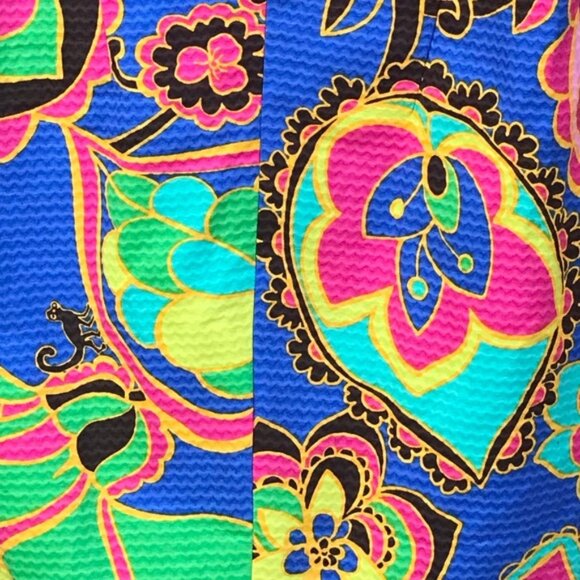 Lilly Pulitzer 100% Cotton Dress Bright Print Sleeveless Zipper Sheath Lined 2 - Picture 15 of 15